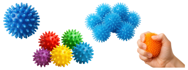 Colorful spiky massage stress balls for hand therapy and sensory relief