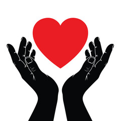 Obraz premium Two hands holding heart vector art 