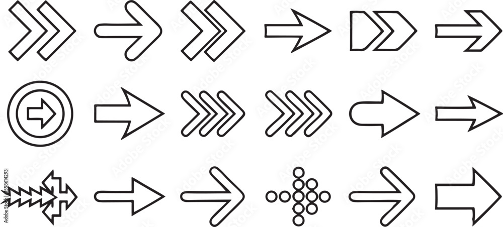 Poster map and location direction arrow line icons set 30 unique editable black outline vectors