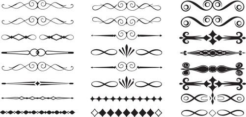 Decorative Black Line Elements Vector Collection 50 Thin and Thick Stroke Vintage and Modern Designs