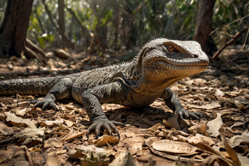 Monitor lizards in the natural habitat of dry forests