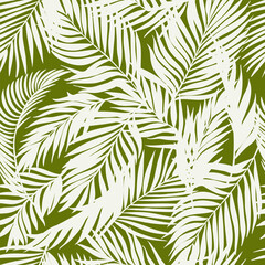 Tropical seamless pattern with palm leaves. . Summer beach vector background. Fashion textile print design