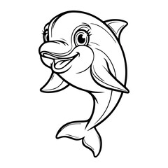 Obraz premium Cute cartoon dolphin vector illustration for coloring pages and educational resources design, 90 chr