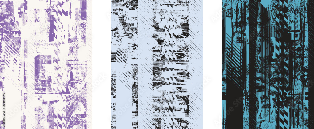 Leinwandbilder Glitch distorted geometric shape . Noise destroyed logo . Trendy defect error shapes . Glitched frame .Grunge textured . Distressed effect .Vector shapes with a halftone dots screen print texture.