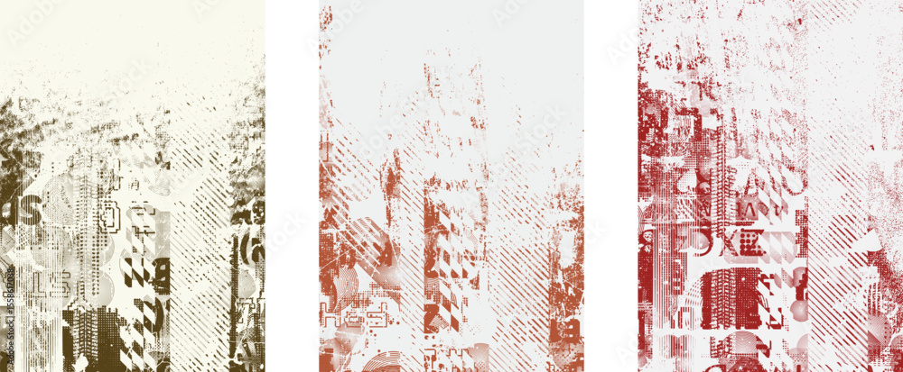 Aufkleber Glitch distorted geometric shape . Noise destroyed logo . Trendy defect error shapes . Glitched frame .Grunge textured . Distressed effect .Vector shapes with a halftone dots screen print texture.