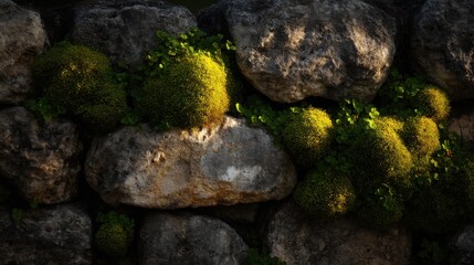 Moss-Covered Rocks in Natural Setting