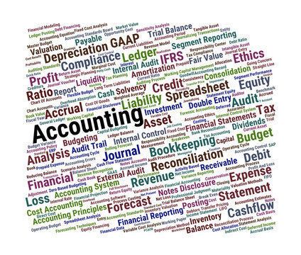 Accounting Word Cloud. Essential Financial and Bookkeeping Terms for Educational Use