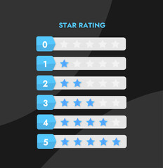 star rating infographic template in blue color on black background