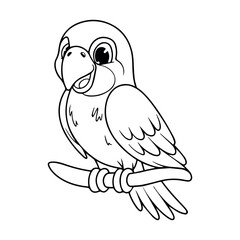 Obraz premium Cute parrot drawing for kids coloring pages vector illustration of bird outline artwork