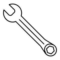 Minimalist Wrench Tool Line Art Vector