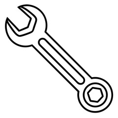 Minimalist Wrench Tool Line Art Vector