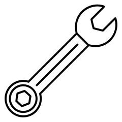 Minimalist Wrench Tool Line Art Vector
