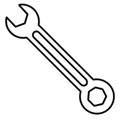 Minimalist Wrench Tool Line Art Vector