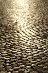 Cobblestone Street, Sunlight Texture, Stone Pavement