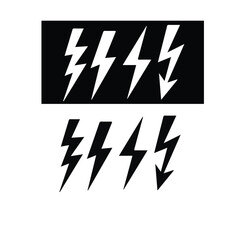 high voltage sign lightning icon set