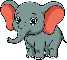 Fototapeta premium Cute baby elephant cartoon vector illustration drawing for kids animal clip art design art work