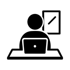 Silhouette of person working at laptop, representing focused digital or remote work