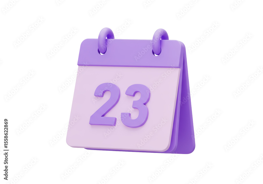 Poster isolated calendar icon with number 23