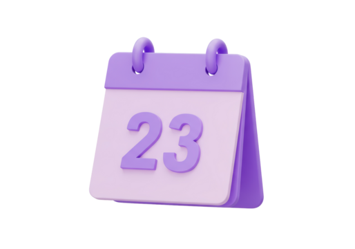 Isolated Calendar Icon with Number 23