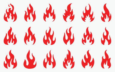 Red Fire icons set