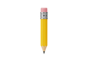 Isolated Yellow Pencil with Pink Eraser Tip