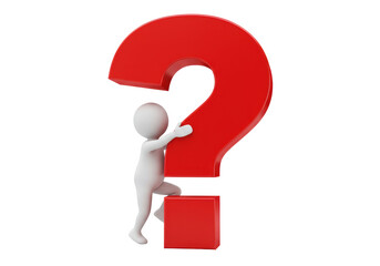 Isolated Person Climbing Red Question Mark Symbol