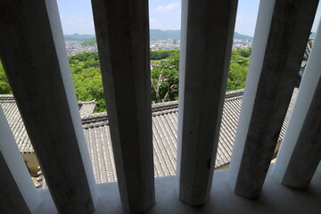 天守閣の格子から見た景