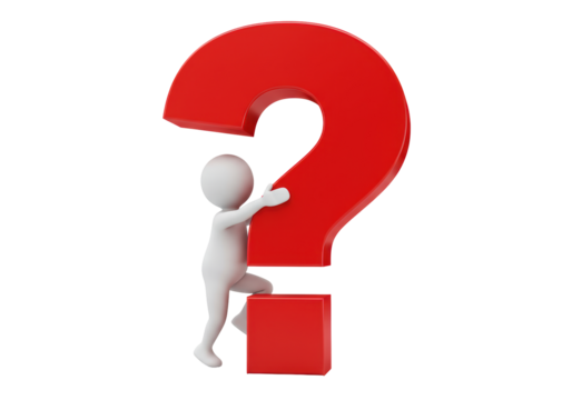 Isolated Person Climbing Red Question Mark Symbol