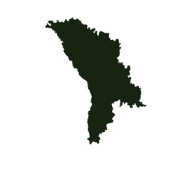 Map of Moldova, sign silhouette. World Map Globe. Vector Illustration isolated on white background. Europe continent.