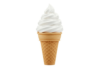 Isolated Swirl of Soft Serve Ice Cream Cone