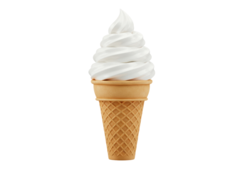 Isolated Swirl of Soft Serve Ice Cream Cone