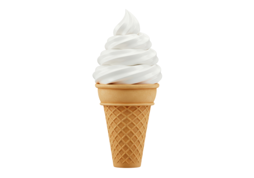Isolated Swirl of Soft Serve Ice Cream Cone