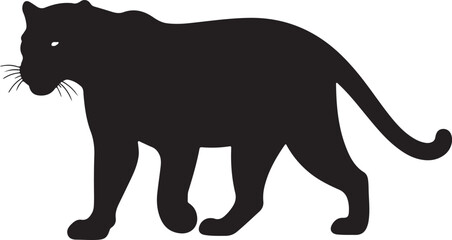 full black vector of Argentine jaguar in silhouette purw white background.