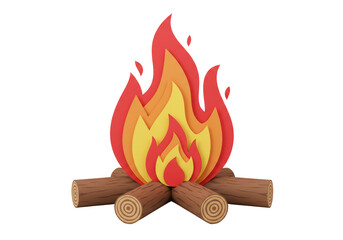 Isolated Vibrant Campfire with Glowing Flames