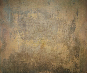 Close-up of a scratched, weathered metal surface with rusty textures and natural patina. Abstract industrial background perfect for grunge designs or vintage textures