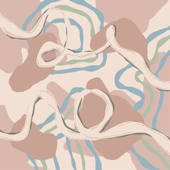 Abstract Earth-Toned Artwork Featuring Organic Shapes and Flowing Lines