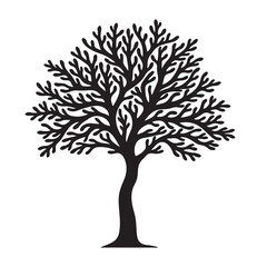 Fototapeta premium Stylized Black Silhouette Tree: Elegant, Minimalist Nature Illustration, Vector Graphic