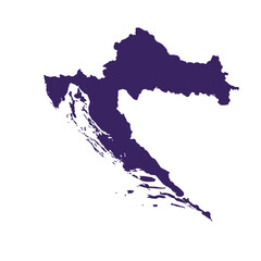 Map of Croatia, sign silhouette. World Map Globe. Vector Illustration isolated on white background. Europe continent.