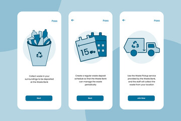 onboarding page wastebank app mobile ui design