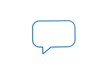 Naklejka premium Blue rectangular speech bubble, chat box, text message container, communication frame, dialogue box, isolated on a transparent background