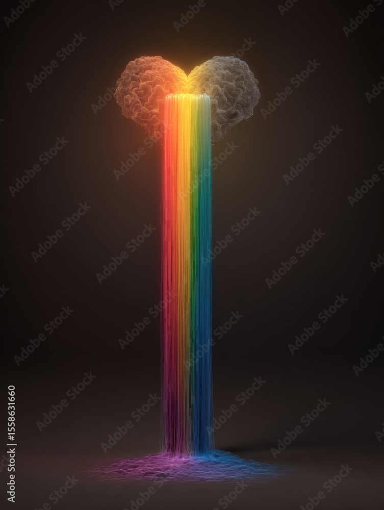 Poster Understanding Neurodiversity Through a Rainbow Cascading From the Brain to the Heart Symbolizes Connection and Expression of Emotions