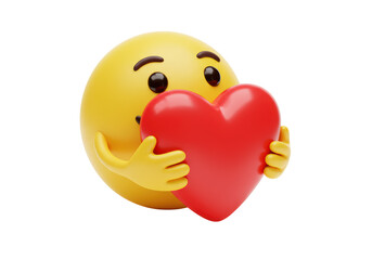 Isolated Emoji Holding Heart Love Affection