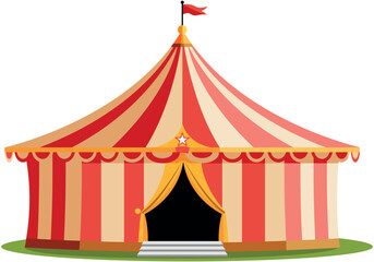 Flat vector design of a circus tent or big top isolated on a transparent background