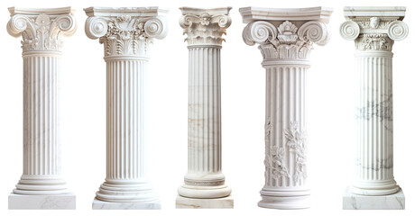Obraz premium PNG Classical architectural column designs, element set on transparent background