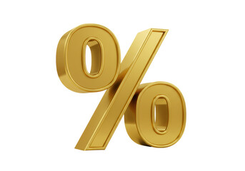 Isolated Gold Percentage Symbol Glossy