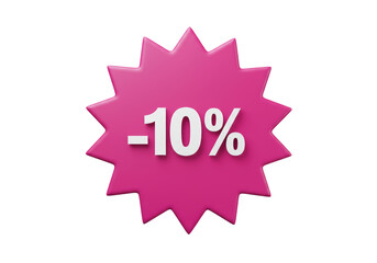 Isolated Pink Ten Percent Off Sign