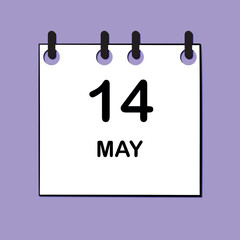 May 14. Daily Calendar icon for design. Simple design for business brochure, flyer, print media, advertisement. Easily editable.