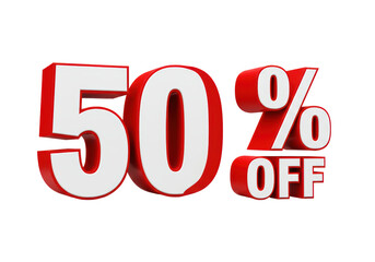 Isolated Red and White Fifty Percent Off