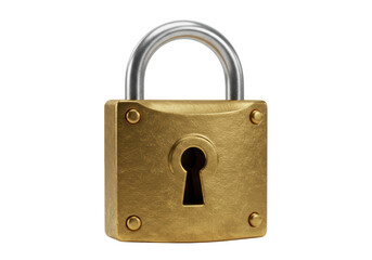 Isolated Golden Padlock Security Concept
