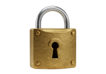 Isolated Golden Padlock Security Concept